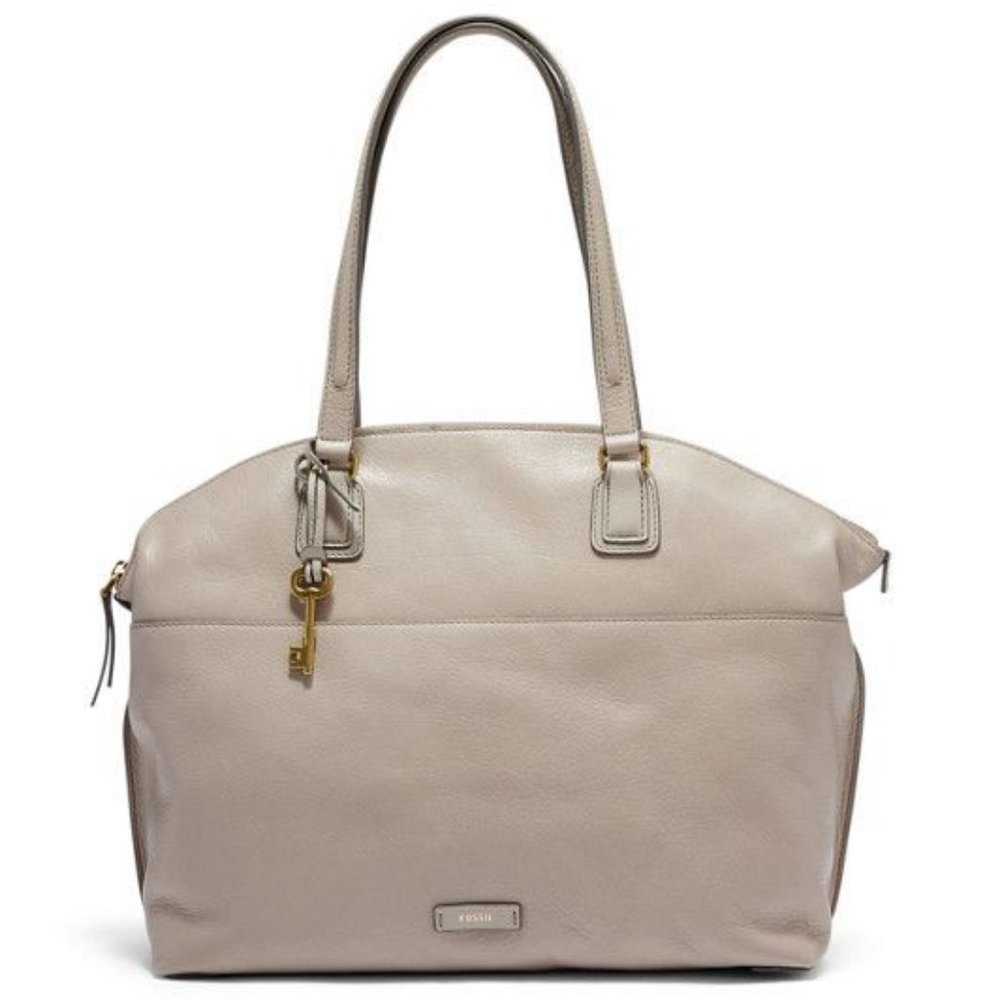 Fossil Julia Satchel Grey/Taupe Leather Tote Bag